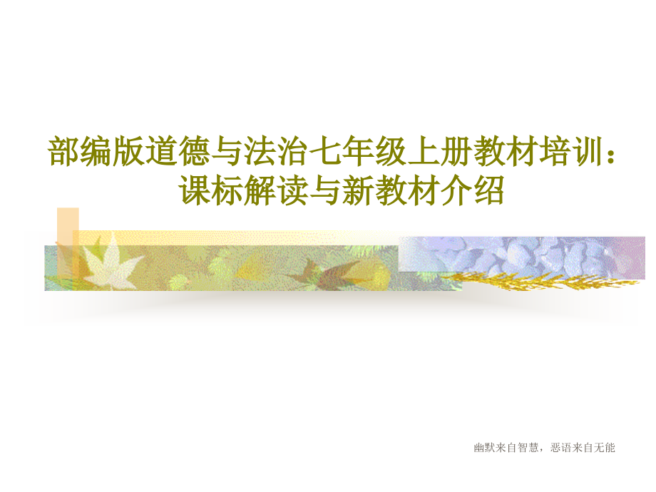 部编版道德与法治七年级上册教材培训：课标解读与新教材介绍教学课件_第1页