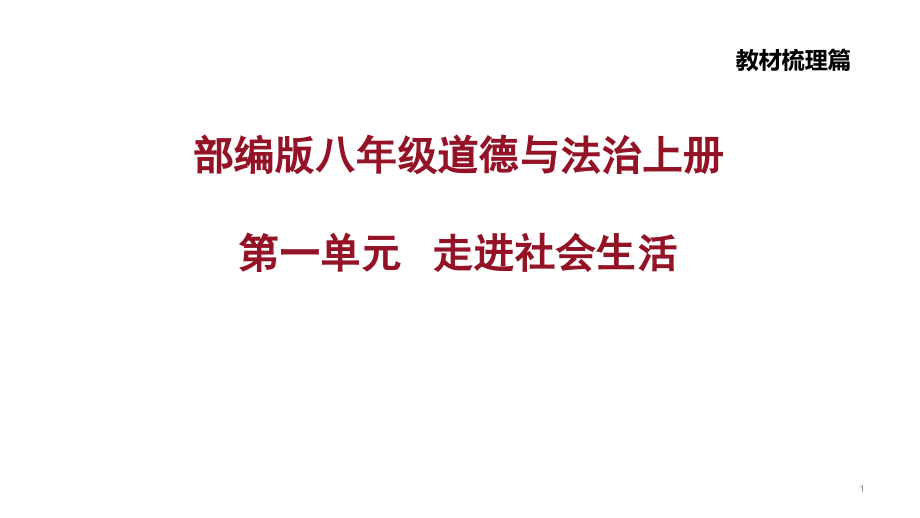 部编版八年级道德与法治上册第一单元复习ppt课件_第1页