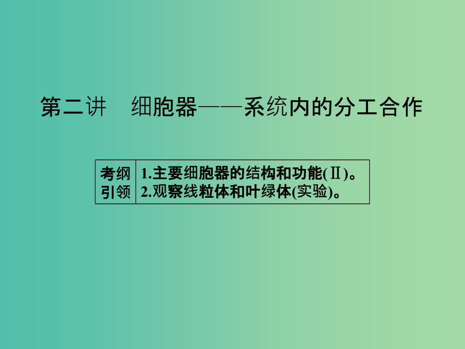 高考生物一轮总复习-第二单元-第二讲-细胞器-系统内的分工合作课件_第1页