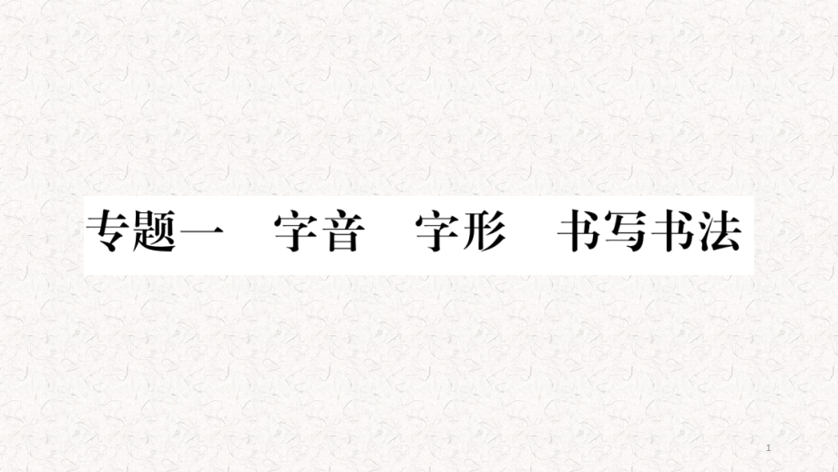 部编版中考语文专题复习1字音字形书写书法课件_第1页