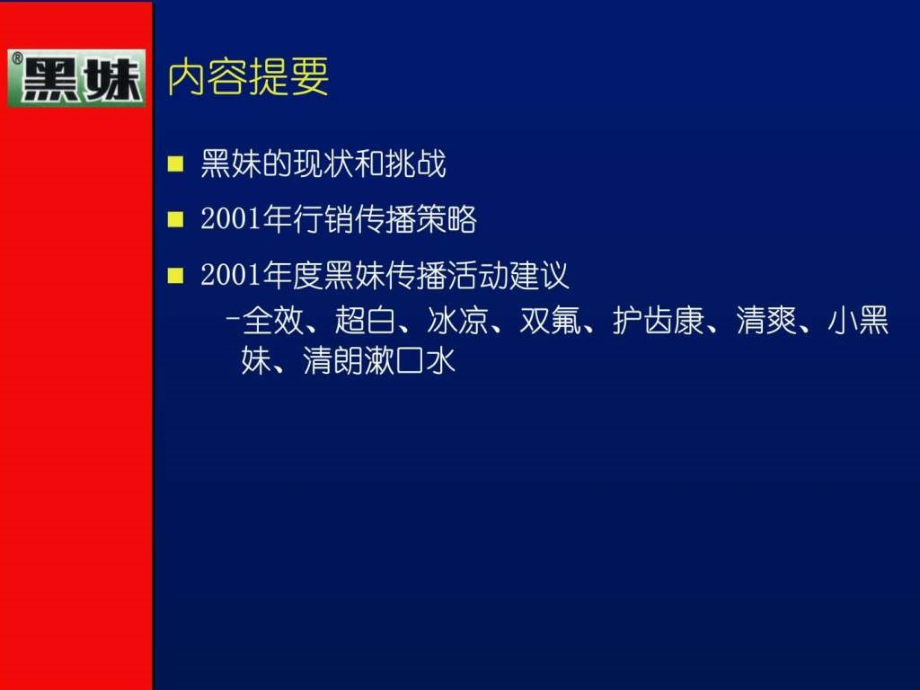 黑妹牙膏年度广告计划提案-资料课件_第1页