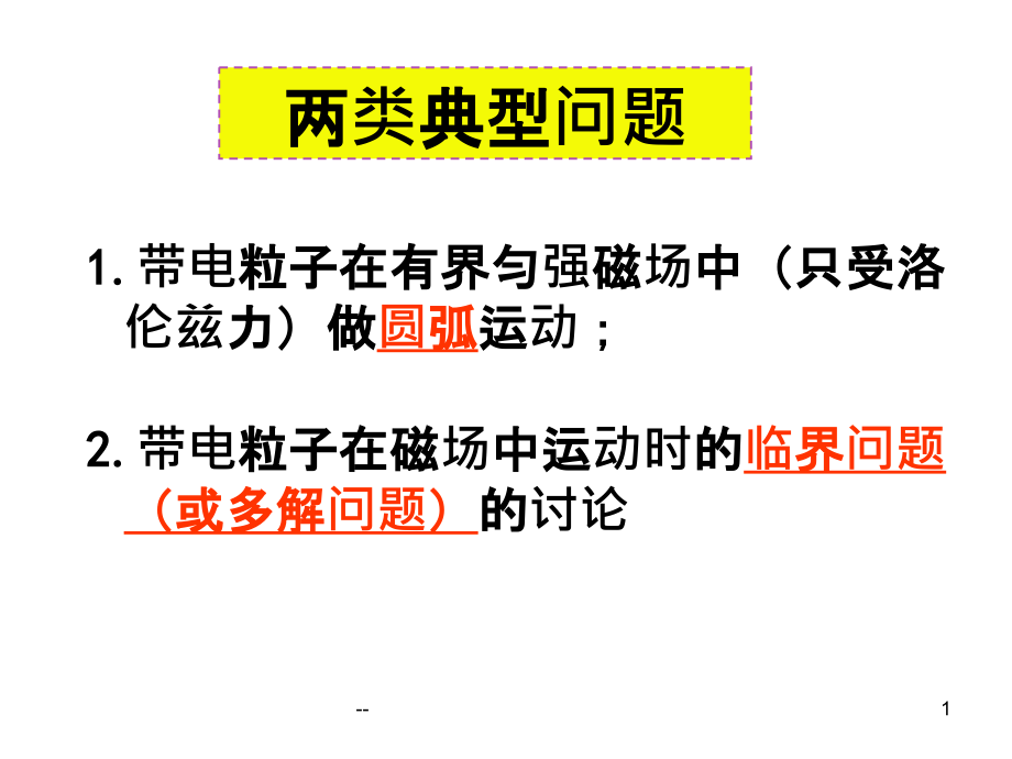 专题：带电粒子在有界磁场中的运动(公开课)课件_第1页