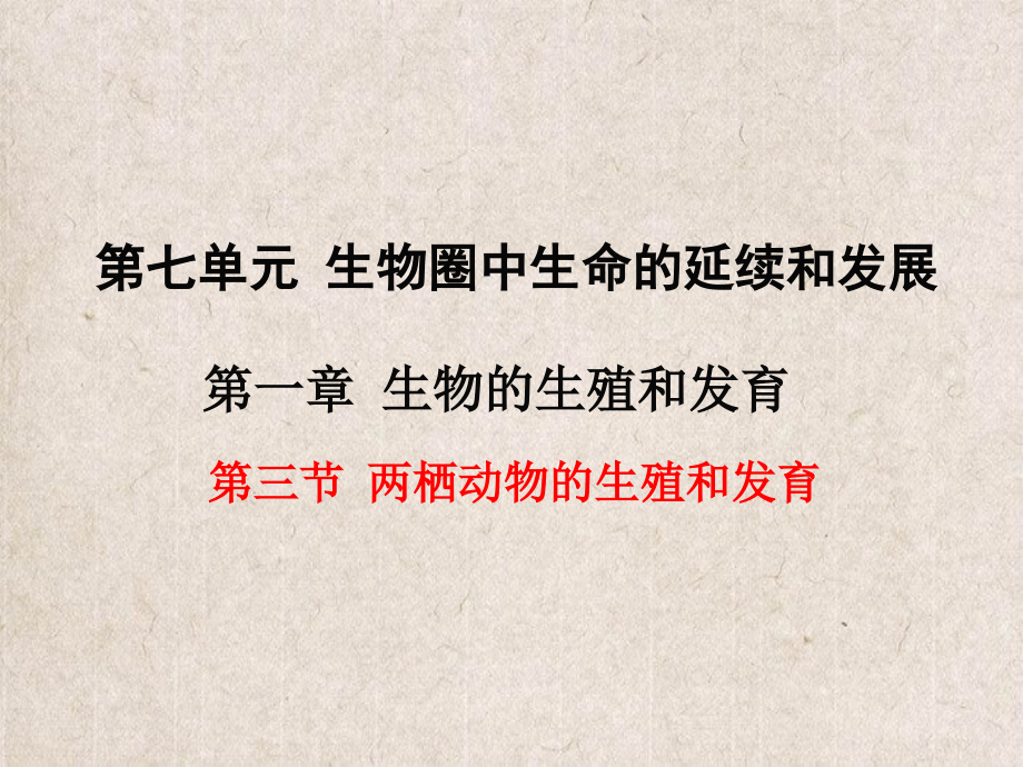 八年级生物下册第七单元第一章第三节两栖动物的生殖和发育课件新版新人教版81_第1页