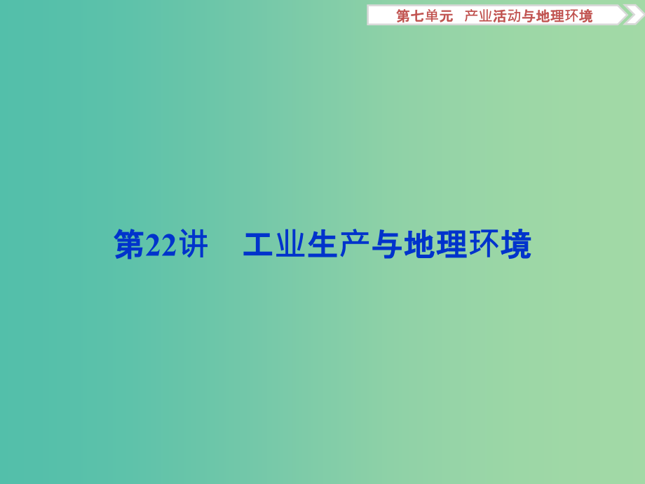 高考地理总复习-第二部分-人文地理-第七单元-产业活动与地理环境-第22讲-工业生产与地理环境课件-_第1页