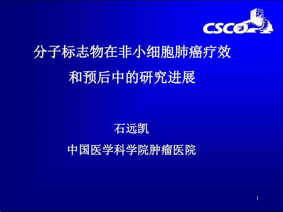 分子标志物在非小细胞肺癌疗效和预后中的研究进展课件_第1页