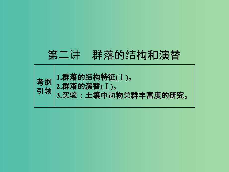 高考生物一轮总复习-第九单元-第二讲-群落的结构和演替课件_第1页