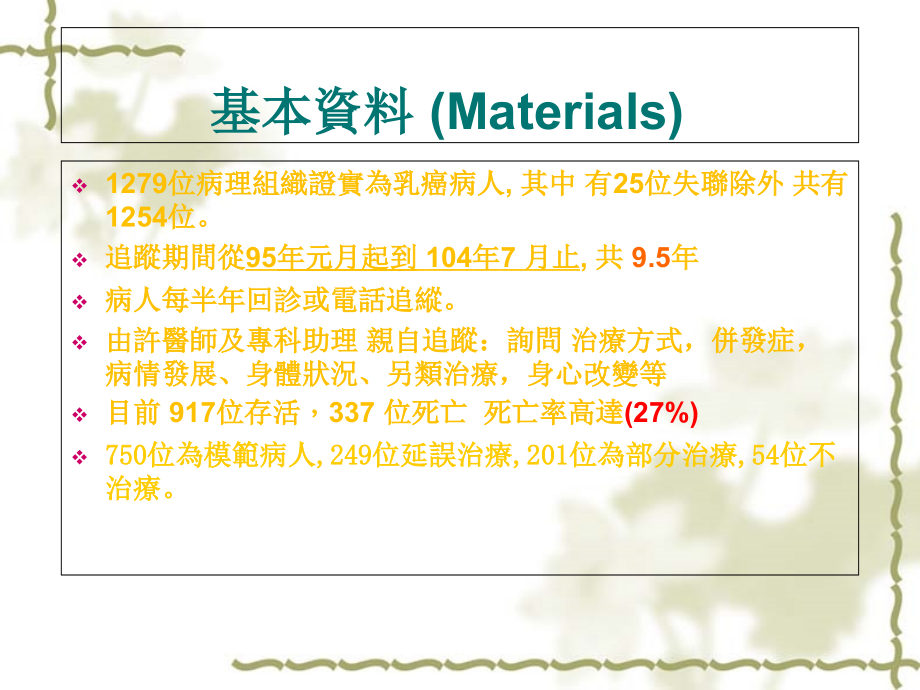 乳癌病人追踪十年的临床报告课件_第1页