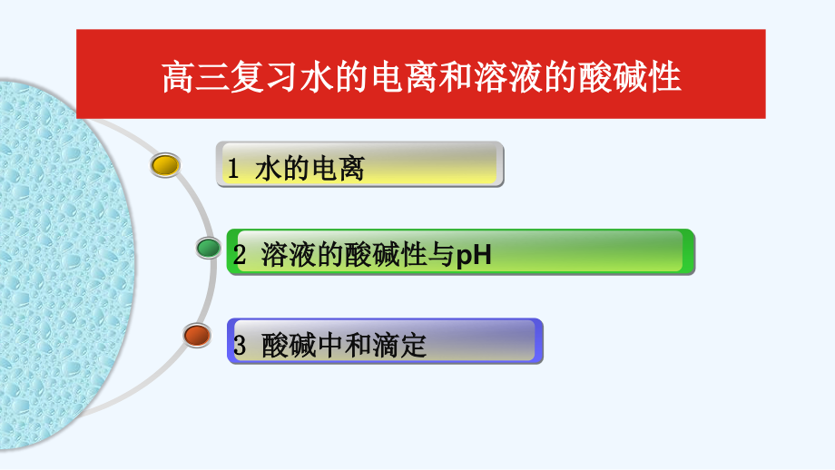 高考化学复习水的电离和溶液的酸碱性课件_第1页