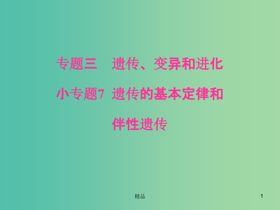 高考生物二轮专题复习专题三遗传变异和进化小专题7遗传的基本定律和伴性遗传课件-_第1页