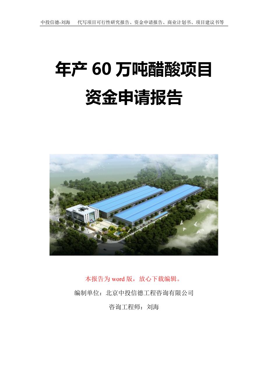 年产60万吨醋酸项目资金申请报告写作模板定制_第1页