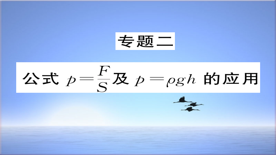 八年级物理下册专题二公式p=F÷S及p=ρgh的应用习题课件新版新人教版_第1页