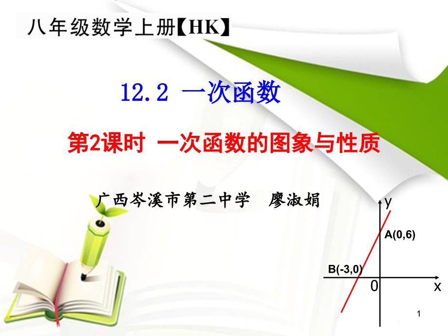 优秀课件沪科版八年级数学上册1222-一次函数的图象与性质-优质课课件_第1页