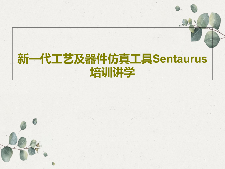 新一代工艺及器件仿真工具Sentaurus培训讲学课件_第1页