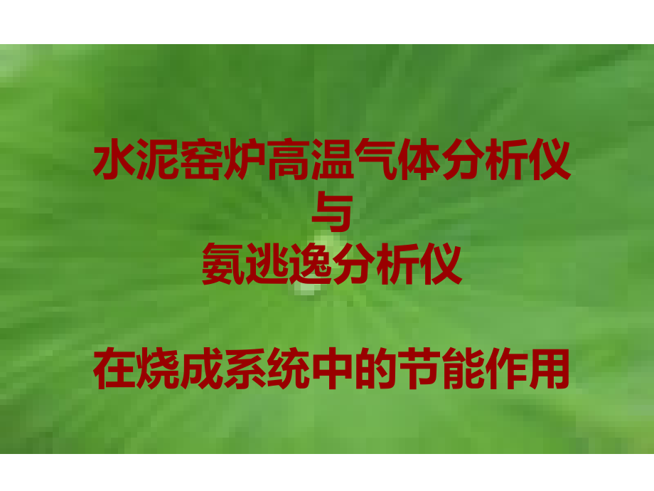 水泥窑炉高温气体分析仪与氨逃逸分析仪在烧成系统中的节能作用课件_第1页