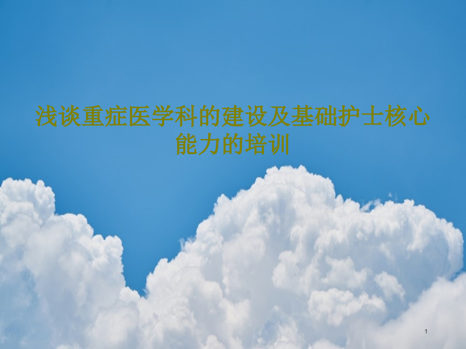 浅谈重症医学科的建设及基础护士核心能力的培训课件_第1页