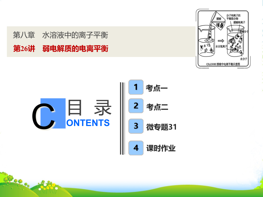 探究化学一轮复习(全国通用版)课件：第八章-第26讲-弱电解质的电离平衡_第1页