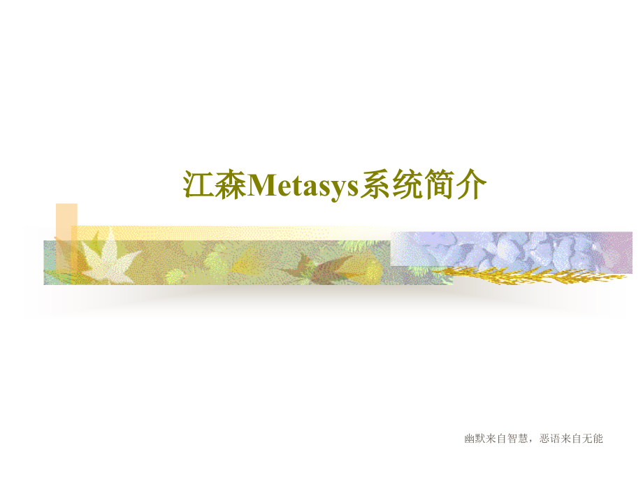 江森Metasys系统简介课件_第1页