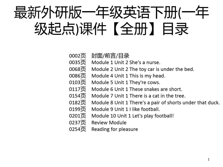 外研版一年级英语下册（一年级起点）ppt课件全册_第1页