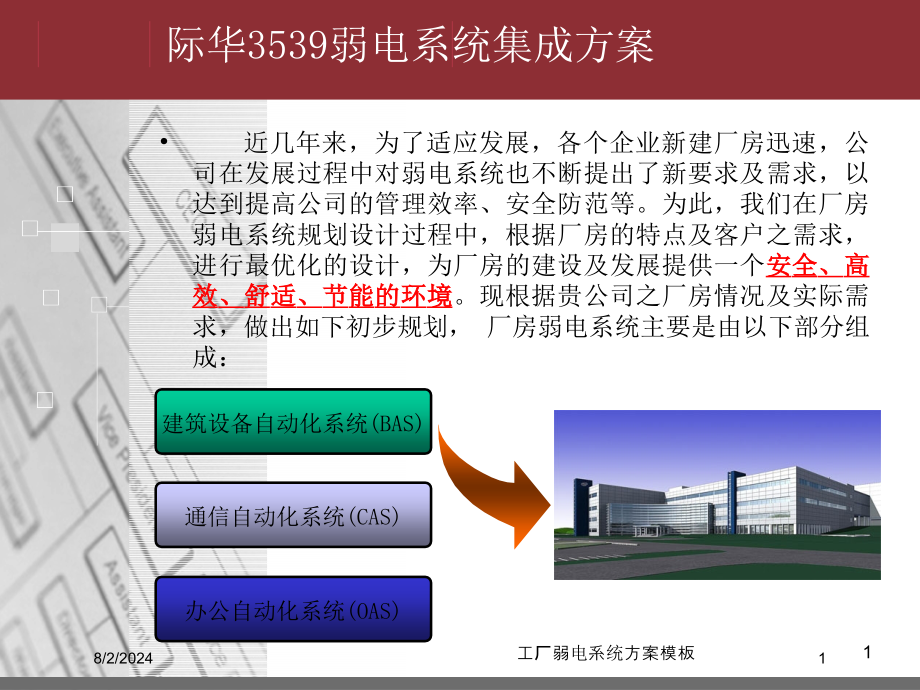 工厂弱电系统方案模板培训课件_第1页