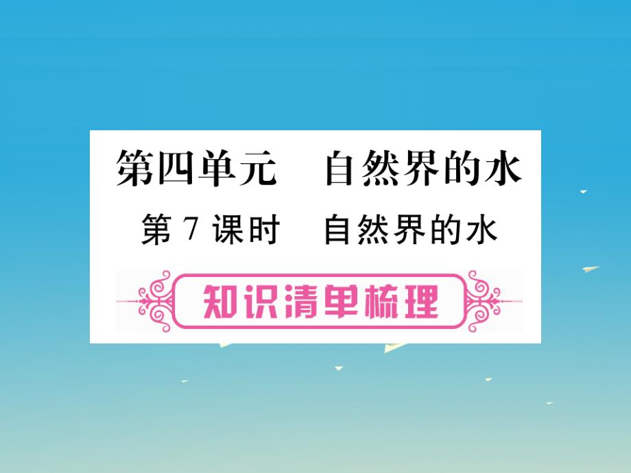 (安徽专版)中考化学总复习第1部分教材系统复习第四单元自然界的水课件新人教版_第1页