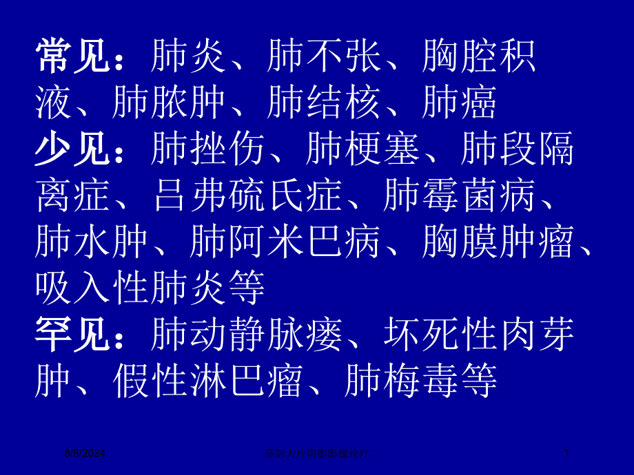 肺部大片阴影影像诊疗培训课件_第1页