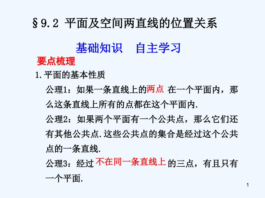 平面及空间两直线的位置关系（阅读）课件_第1页