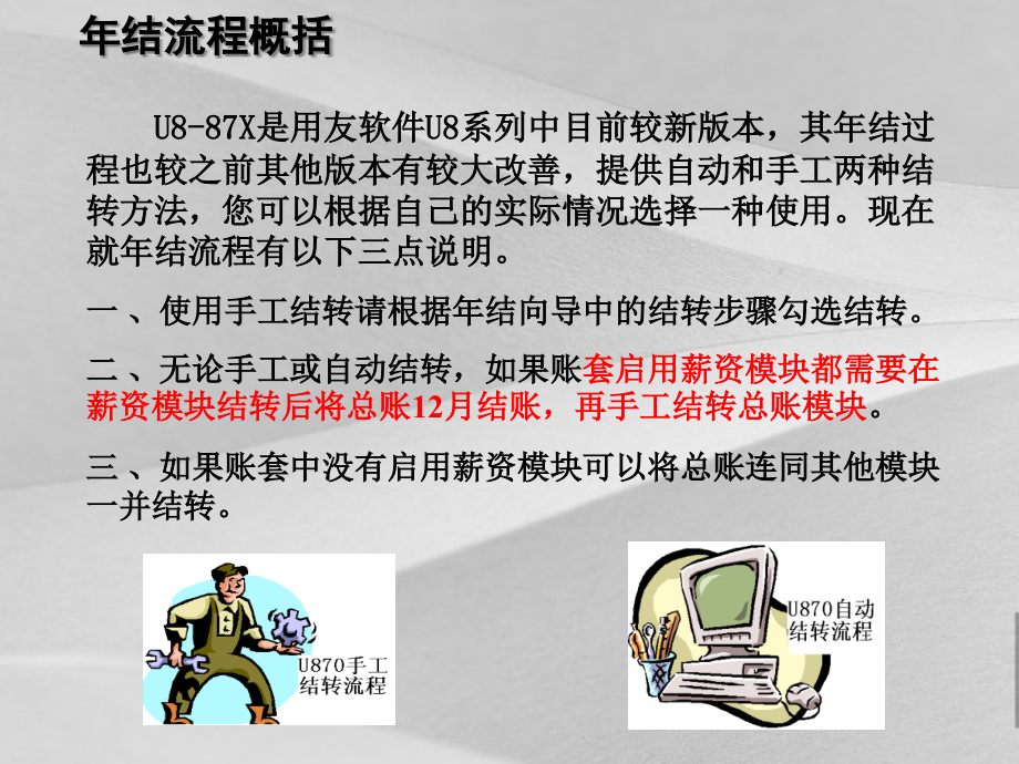 用友财务年度管理结转与财务知识阐述系统课件_第1页