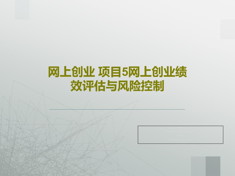 网上创业-项目5网上创业绩效评估与风险控制教学课件_第1页