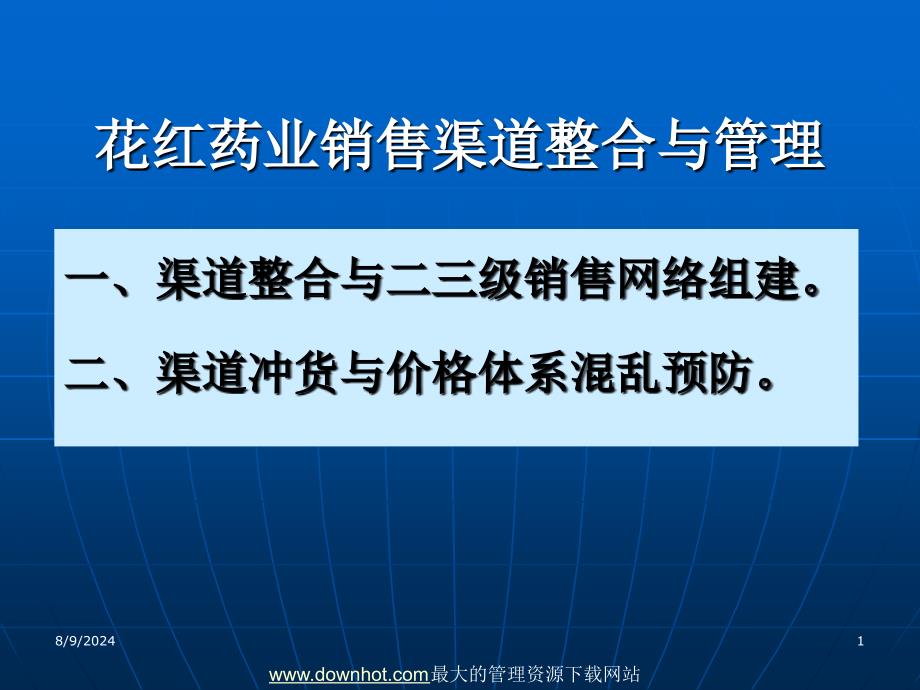 药品销售渠道管理 营销策划_第1页