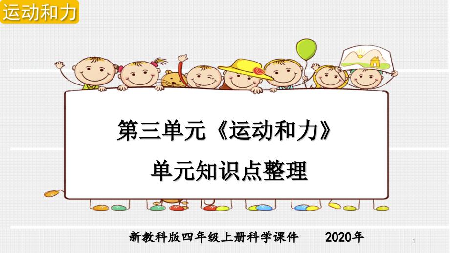 新教科版四年级上册科学第三单元《运动和力》单元知识点整理汇总ppt课件(附新课标习题)_第1页