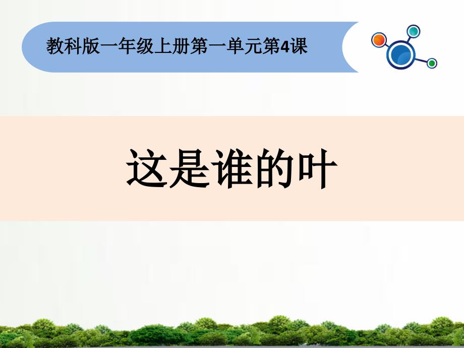 教科版小学科学一年级上册：4这是谁的叶课件_第1页