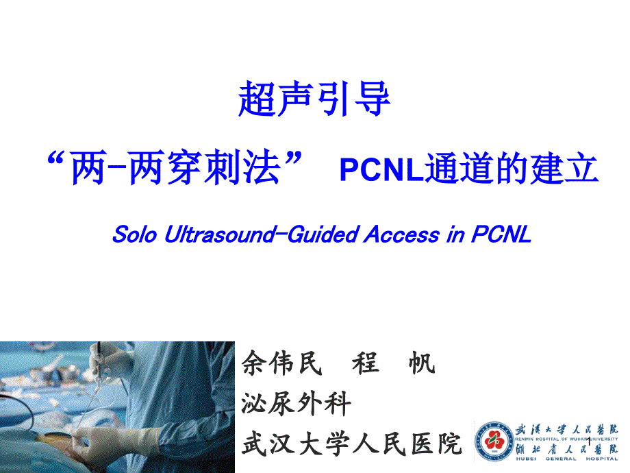 超声引导两两穿刺法-PCNL通道的建立课件_第1页