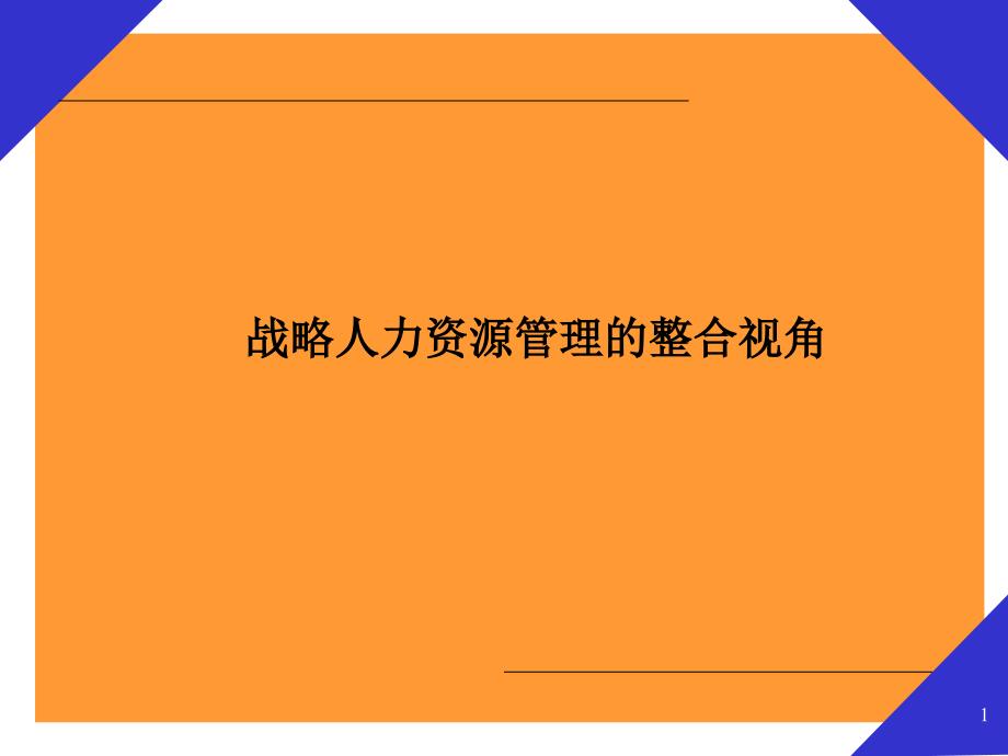 战略人力资源管理的整合视角PPT_第1页