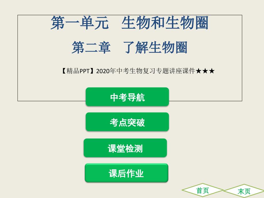 2020年中考生物复习专题讲座ppt课件★★★第二章---了解生物圈_第1页