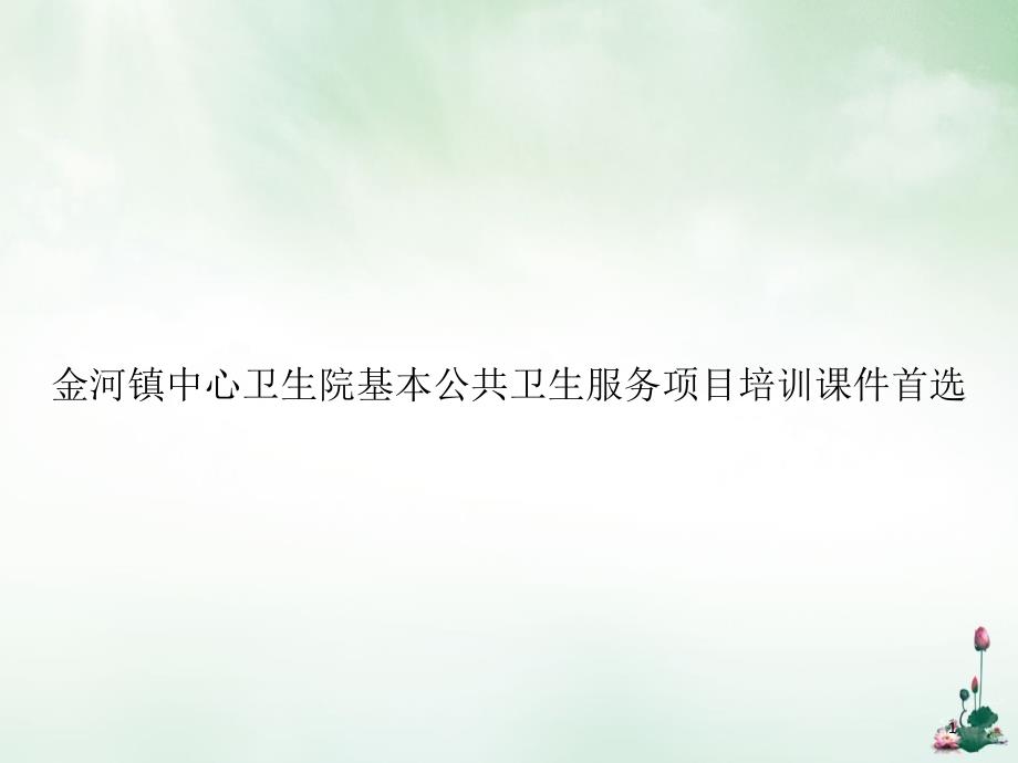 金河镇中心卫生院基本公共卫生服务项目培训首选课件_第1页