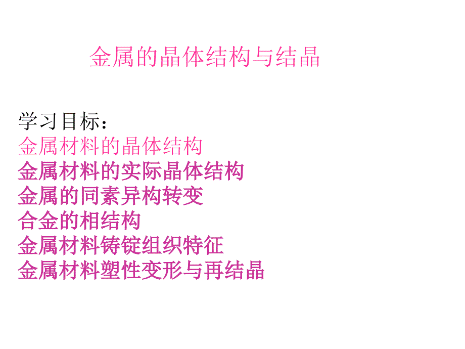 金属材料的实际晶体结构金属的同素异构转变合金的相结构金属材料课件_第1页