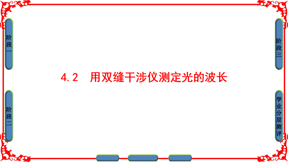 高中物理沪科版ppt课件-选修3-4-第四章光的波动性-4.2-用双缝干涉仪测定光的波长_第1页