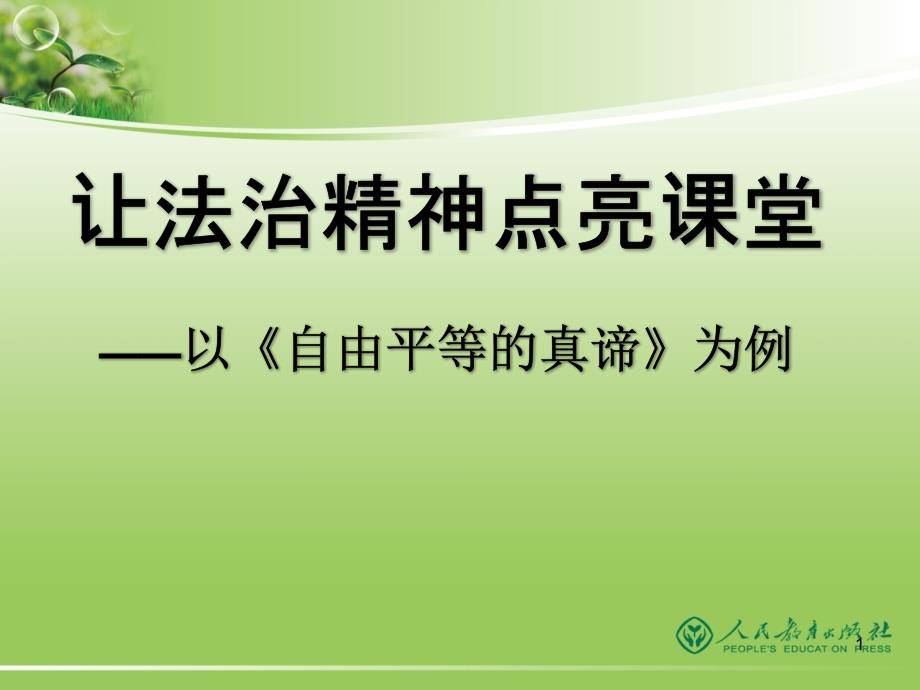 部编版八年级道德与法治示范让法治精神点亮课堂《自由平等的真谛》20课件_第1页