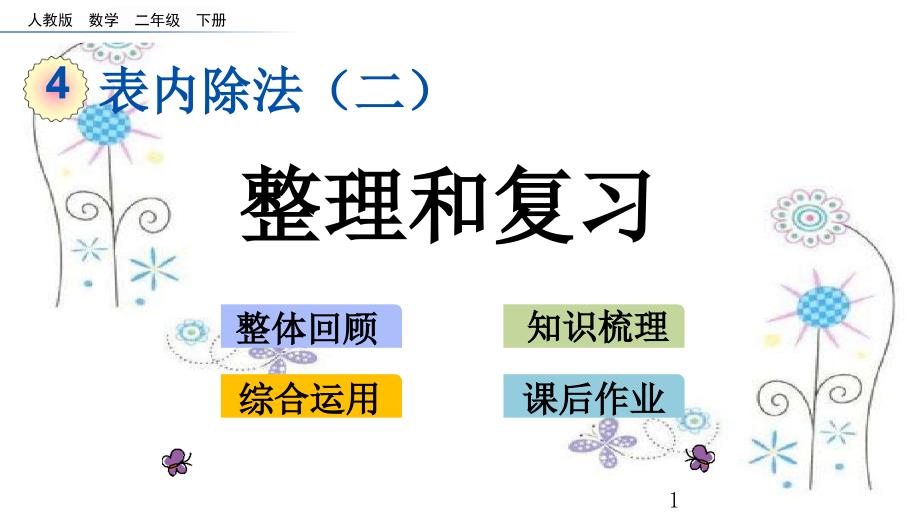 新人教版二年级下册数学第四单元表内除法(二)4.6-整理和复习ppt课件设计_第1页