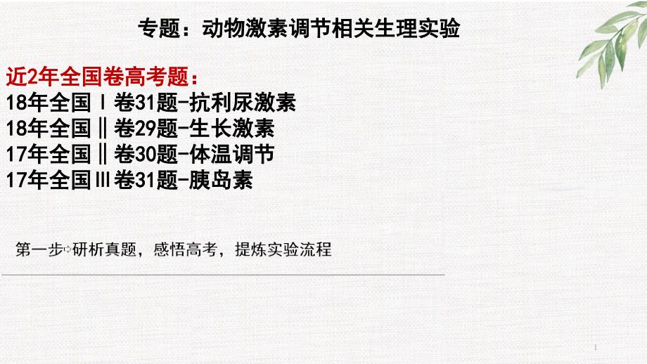 动物激素调节实验专题公开课优质ppt课件_第1页