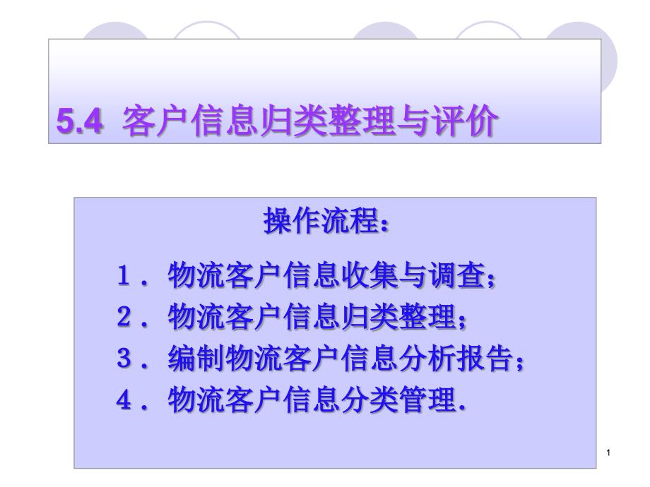 物流客户信息归类整理与评价培训ppt课件_第1页