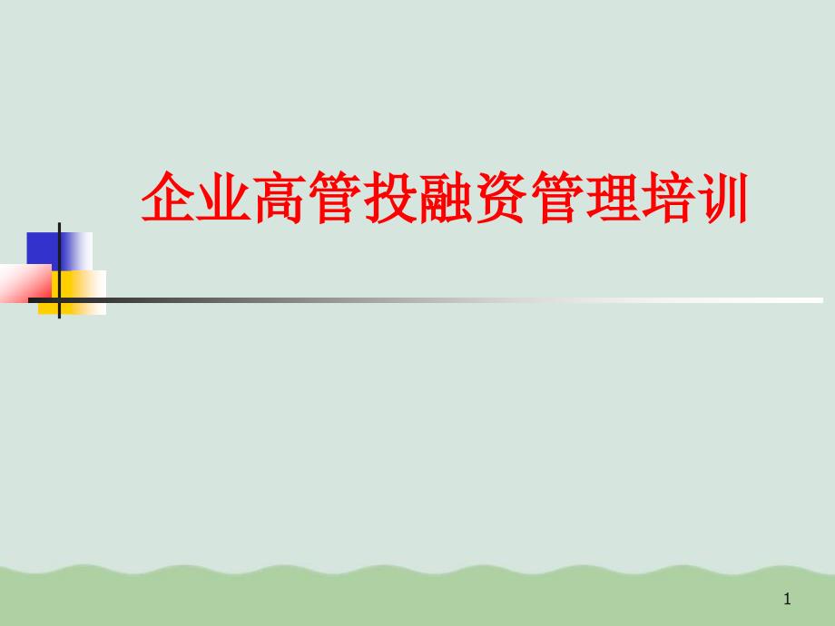 企业高管投融资管理培训课件_第1页