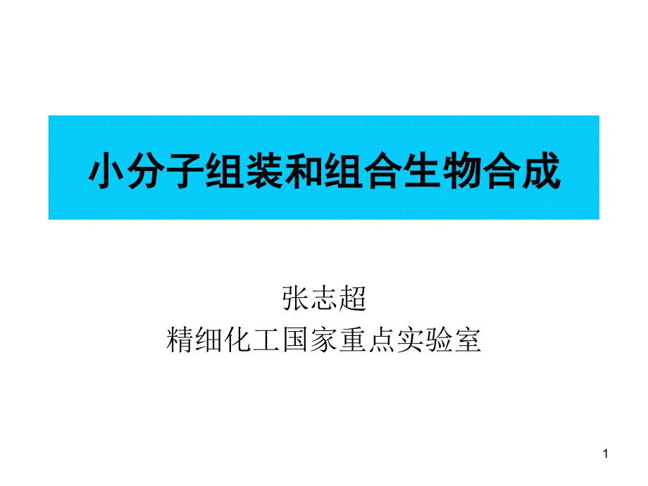 小分子组装和组合生物合成课件_第1页