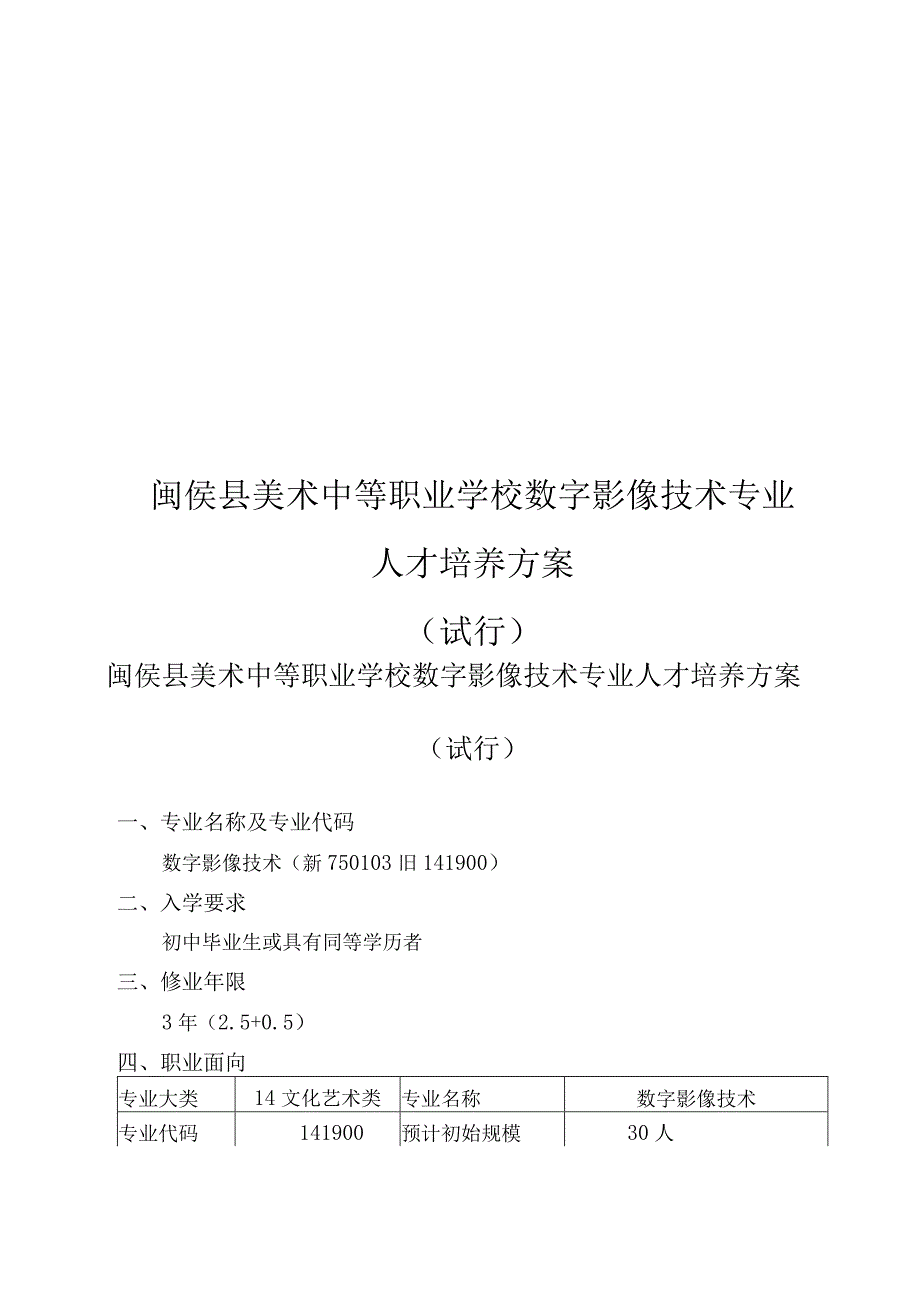 闽侯县美术中等职业学校数字影像技术专业_第1页