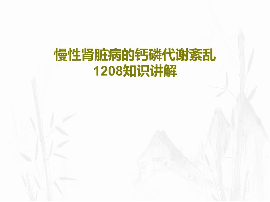 慢性肾脏病的钙磷代谢紊乱知识讲解课件_第1页