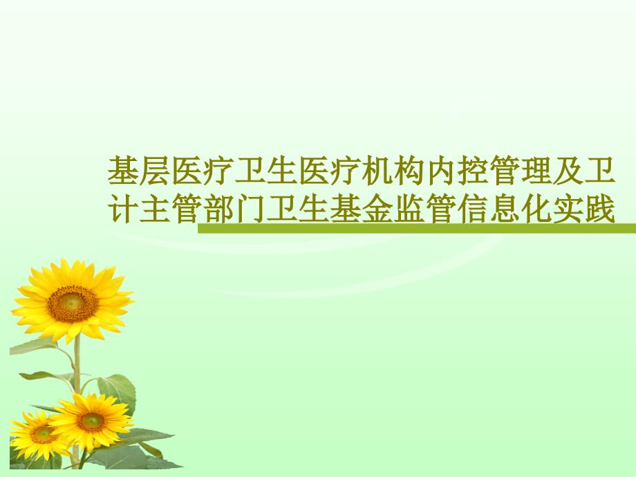 基层医疗卫生医疗机构内控管理及卫计主管部门卫生基金监管信息化实践课件_第1页