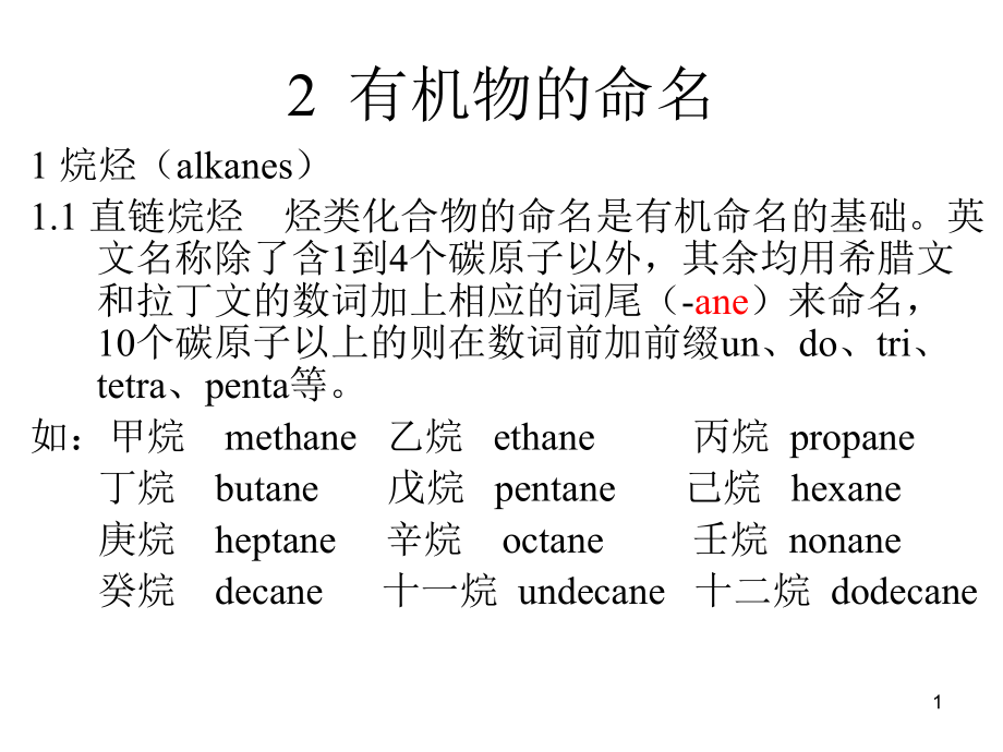 专业英语有机物命名课件_第1页