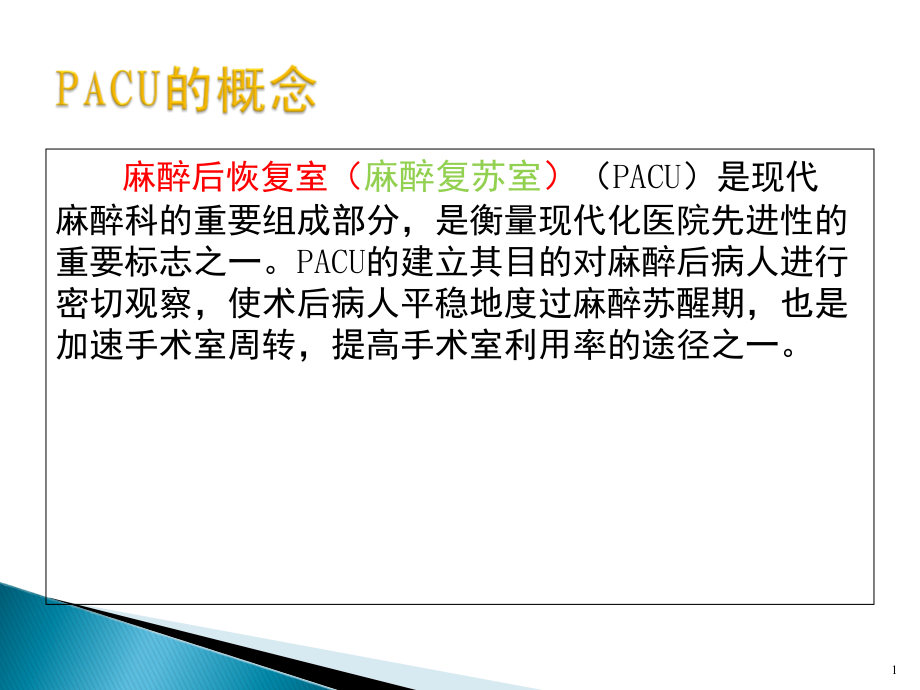 麻醉后恢复室的管理及并发症处理课件_第1页