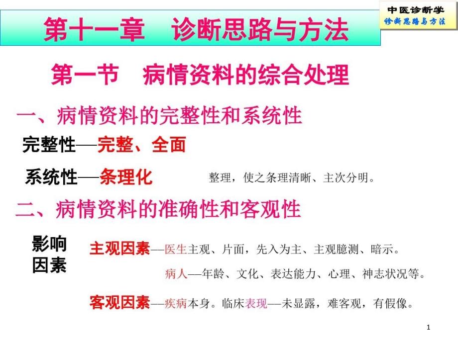 辨证中医诊断学诊断思路与方法课件_第1页