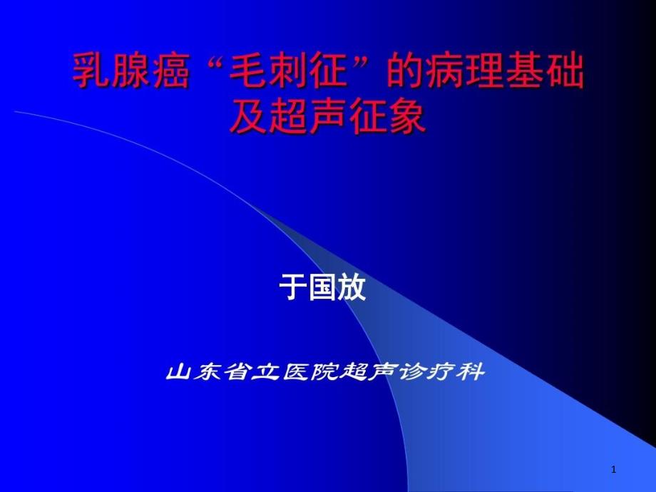 乳腺癌“毛刺征”的病理基础及超声征象ppt课件_第1页